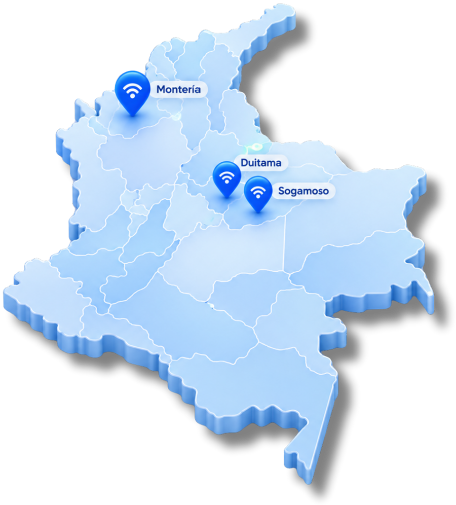 Mapa de cobertura: Montería, Duitama y Sogamoso
