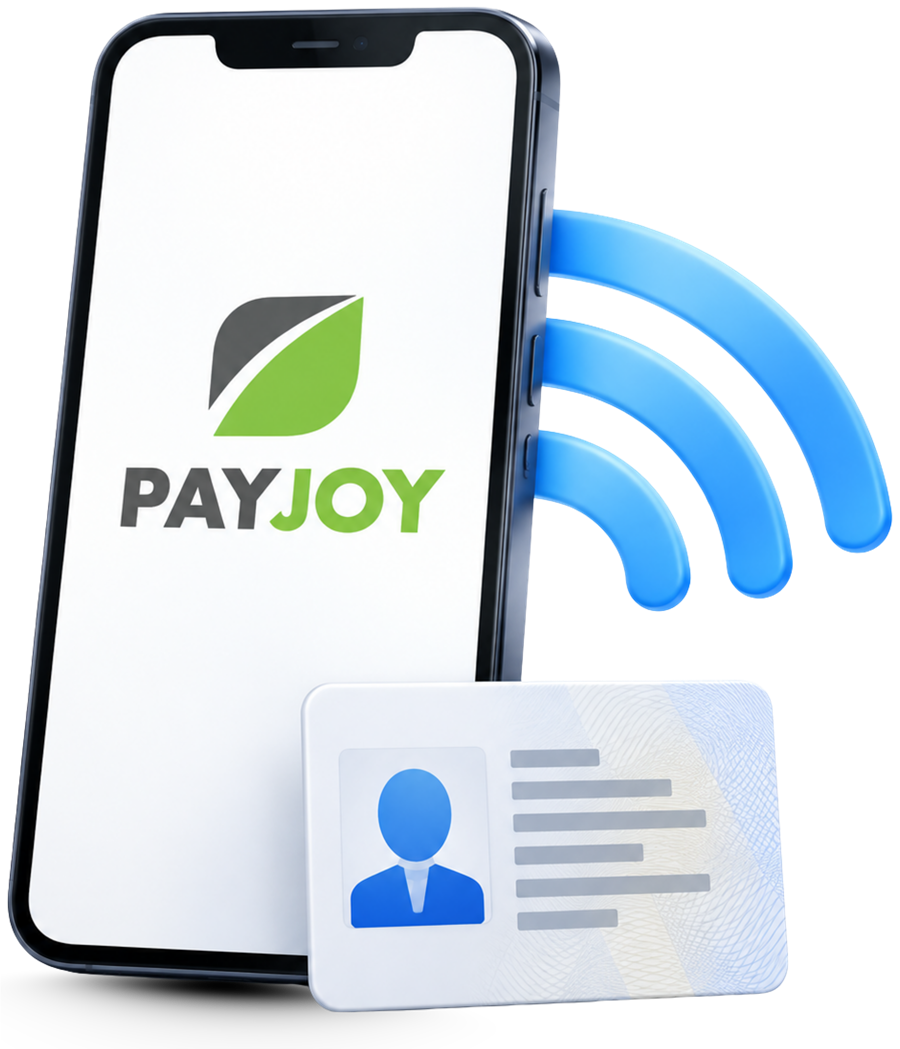 App PayJoy en celular con cédula
